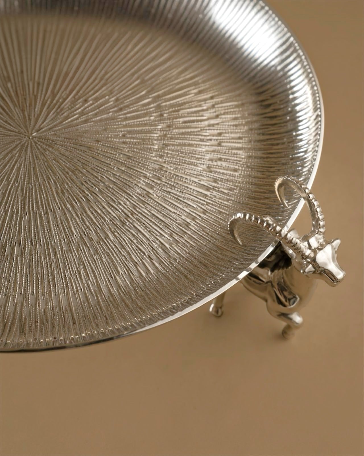 Daastaan Three Deer Brass Serving Tray