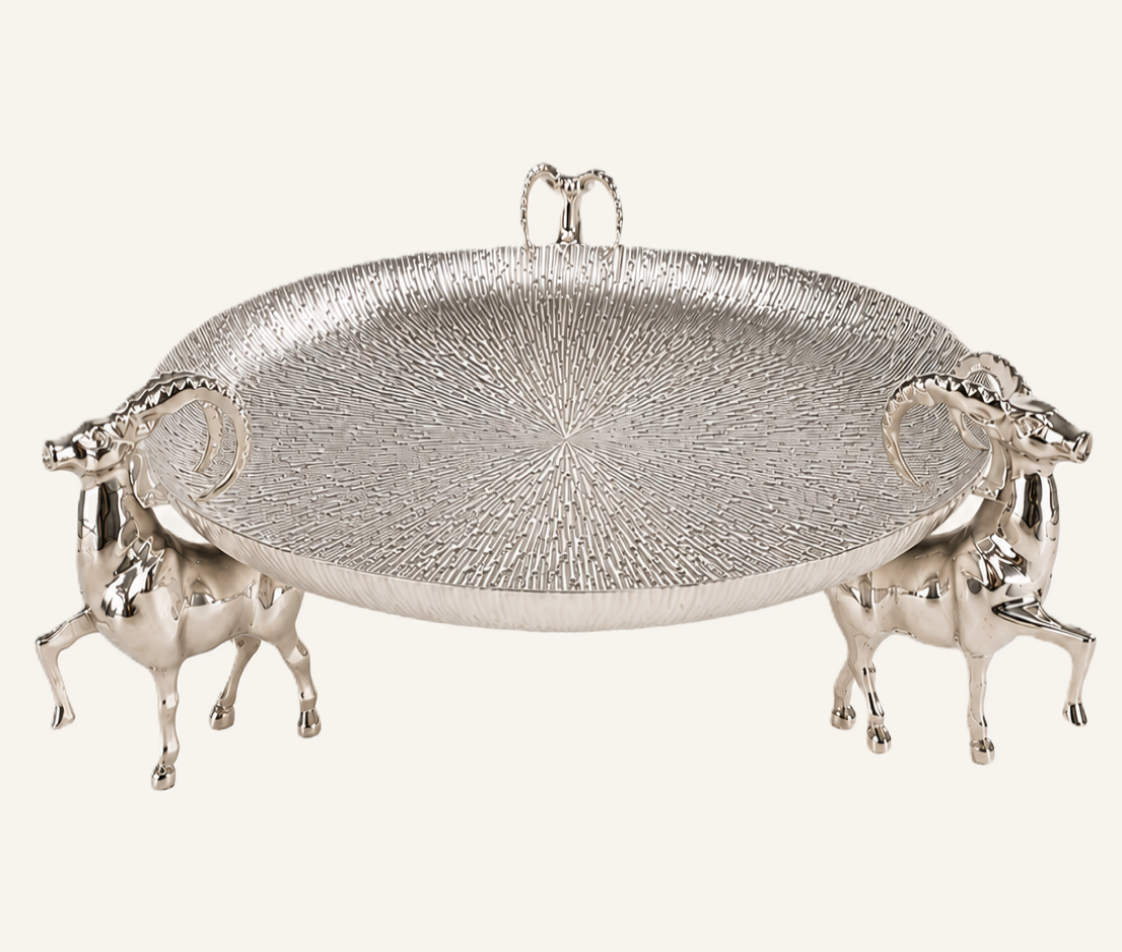 Daastaan Three Deer Brass Serving Tray
